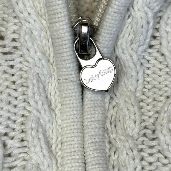Vintage Baby Gap Zip Up Cardigan Sweater Girls 4T | Ivory Cable Knit - Picture 4 of 6